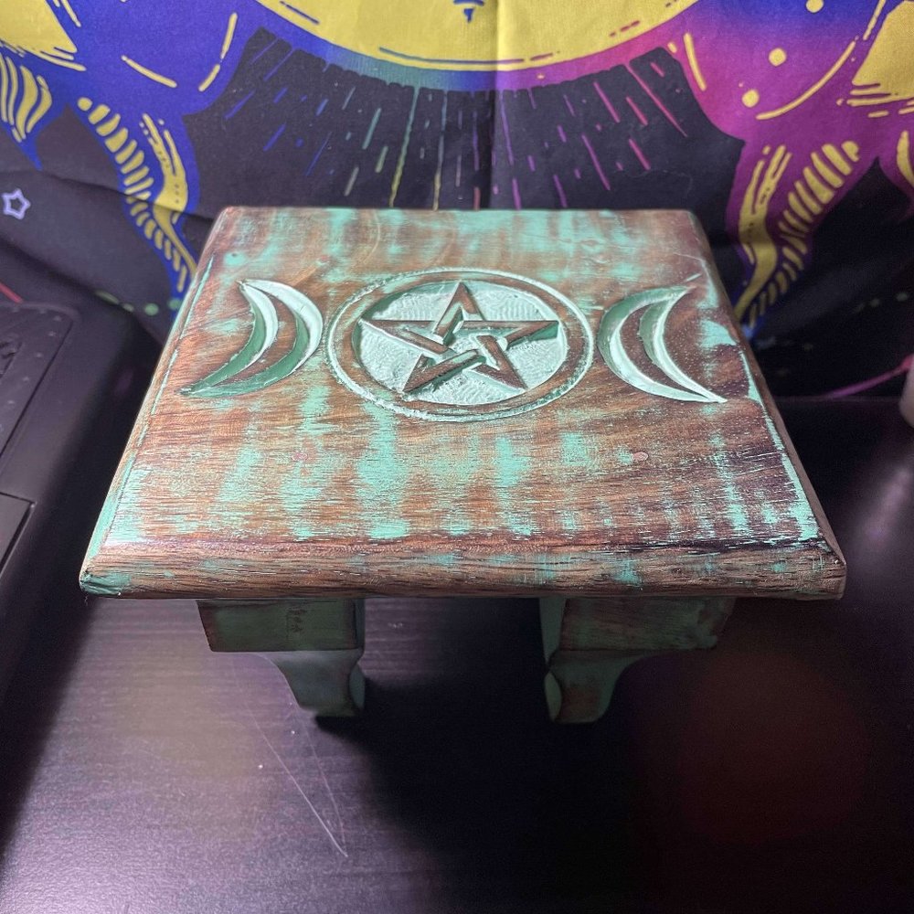 Brown and Green Wooden Portable Altar Witchcraft Witchy Wiccan Pagan Magic